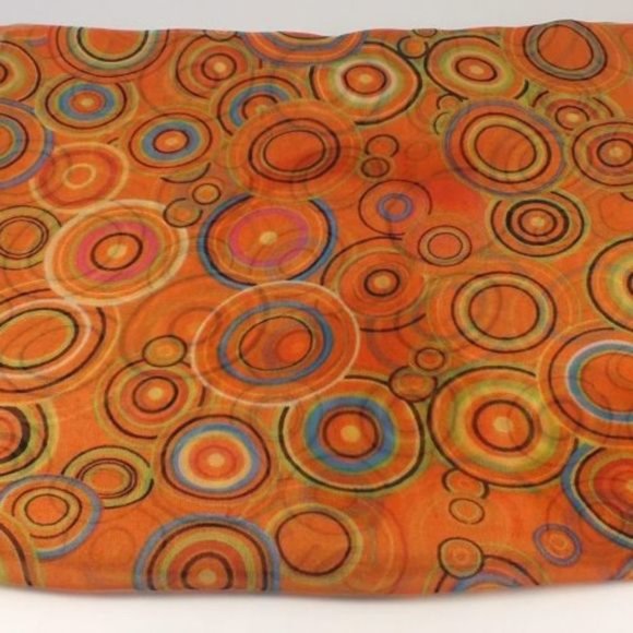 Orange Fashion Scarf with Multicolor Concentric Circle print - Picture 4 of 6